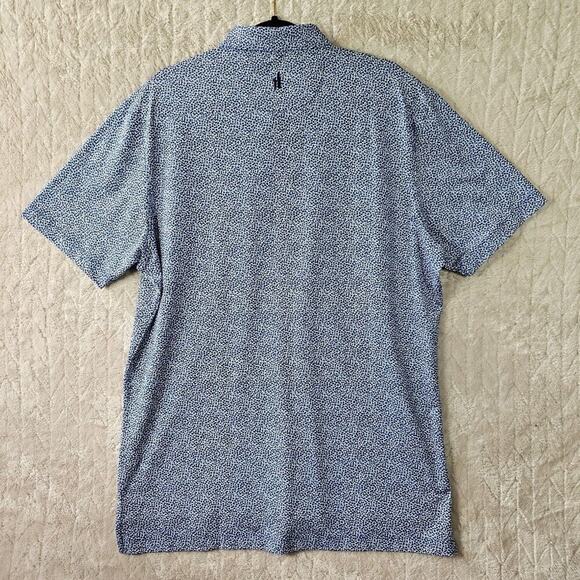 Johnnie O Polo Shirt Large UPF50 Micro Floral Blue Sun Protection Golf Preppy - Picture 5 of 7